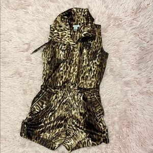 Cache Leopard Print Utility Romper – Size Small